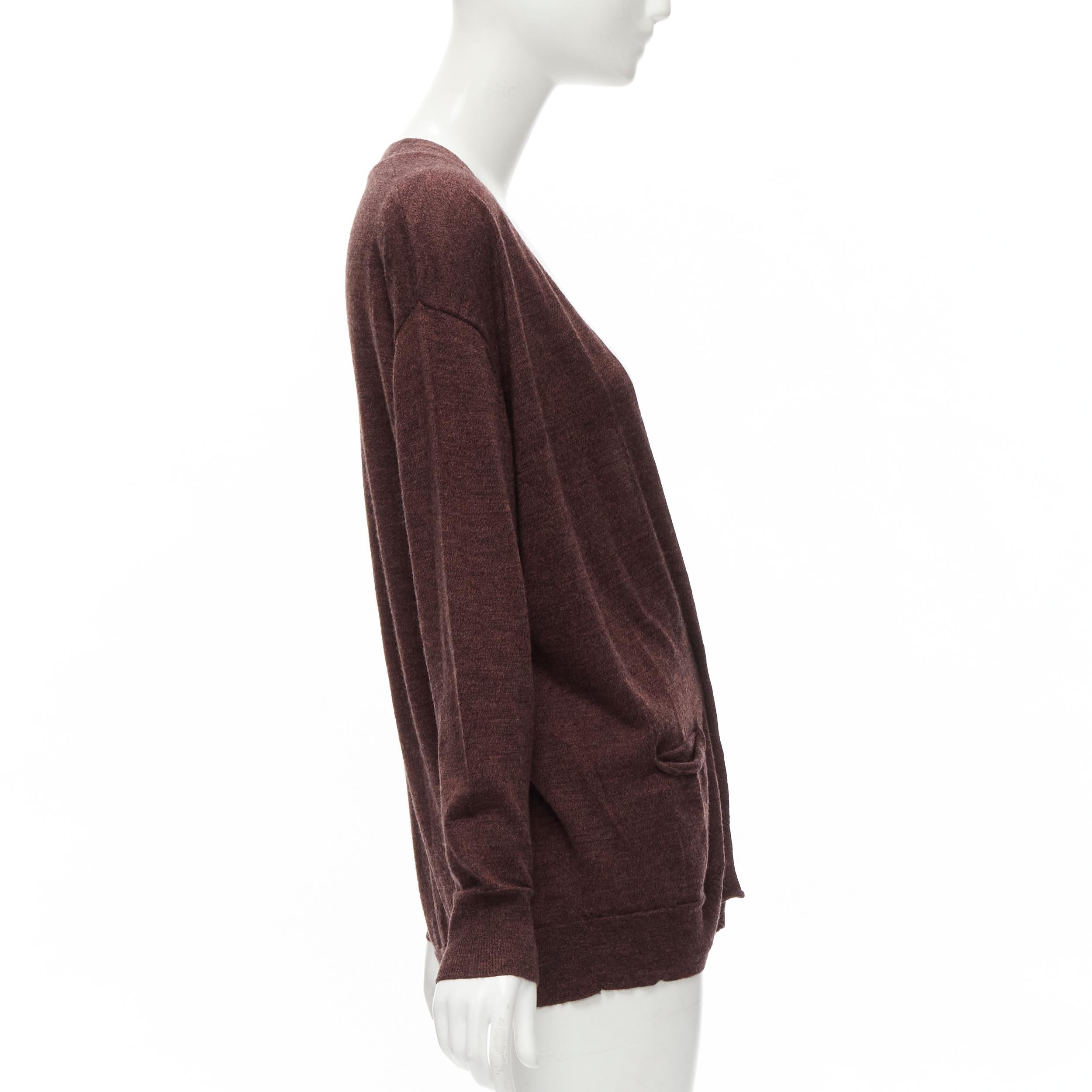 ISABEL MARANT - Cardigan à un seul bouton en laine mercerisée marron 100 %, taille 1 S en vente 1