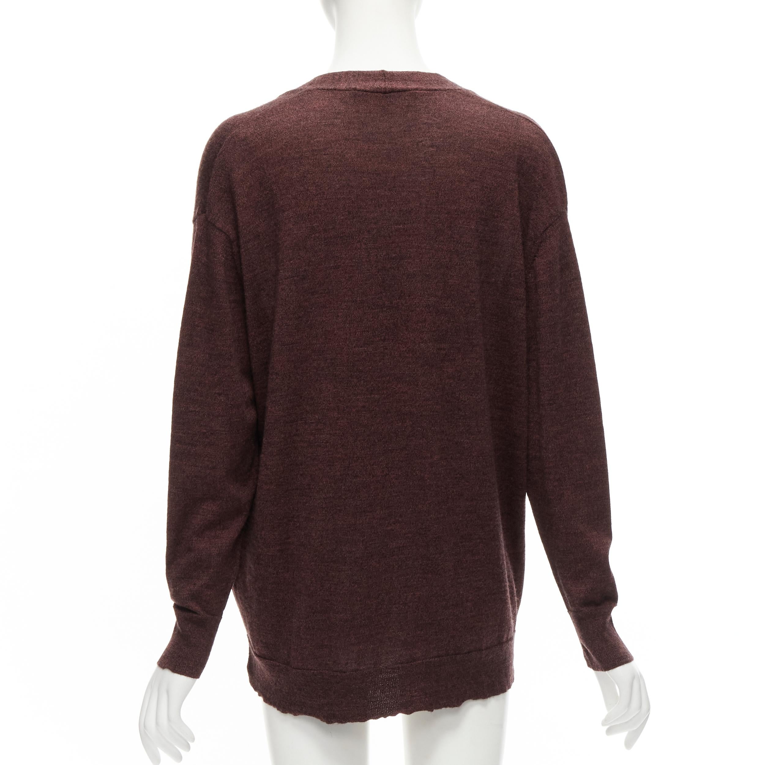 ISABEL MARANT - Cardigan à un seul bouton en laine mercerisée marron 100 %, taille 1 S en vente 2