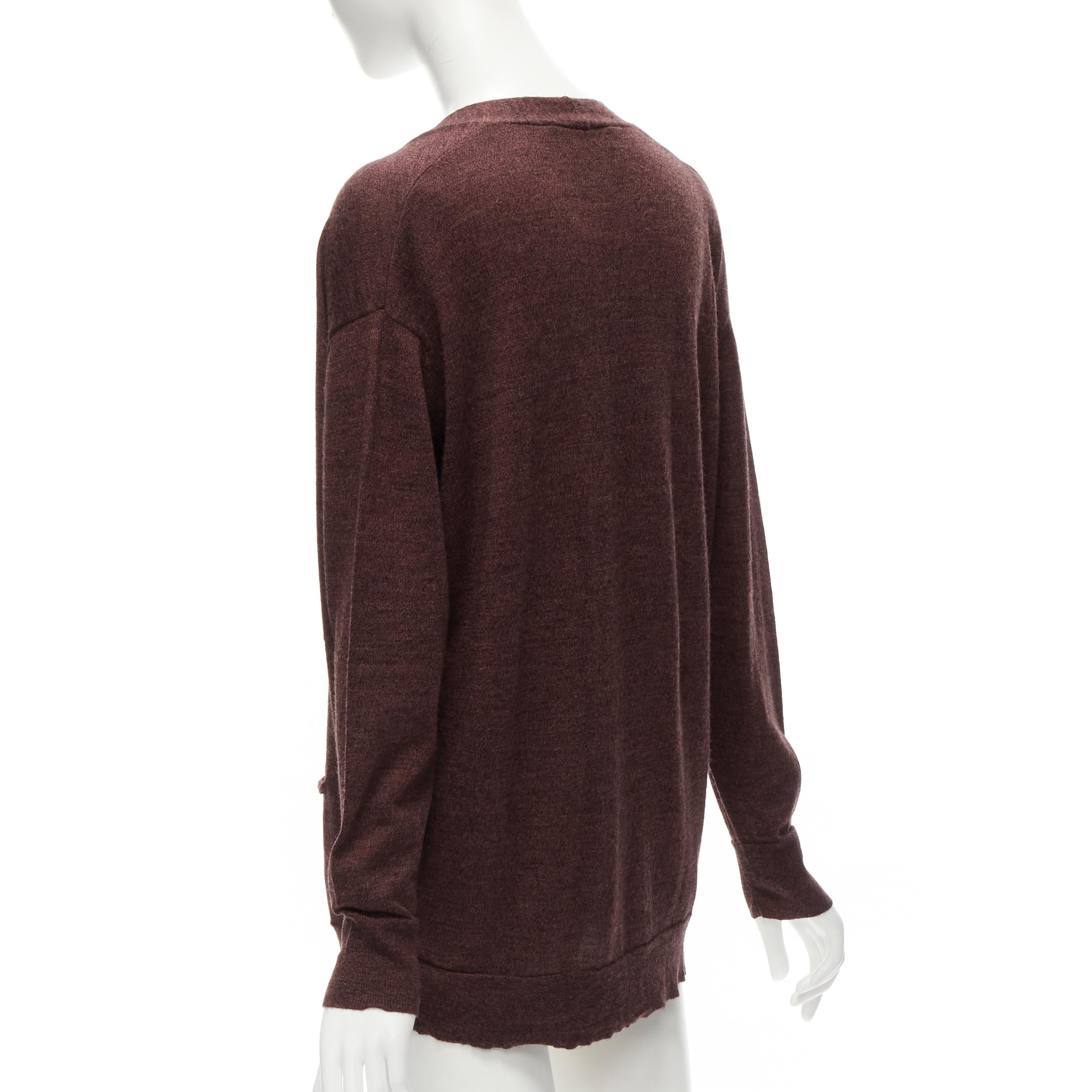 ISABEL MARANT - Cardigan à un seul bouton en laine mercerisée marron 100 %, taille 1 S en vente 3