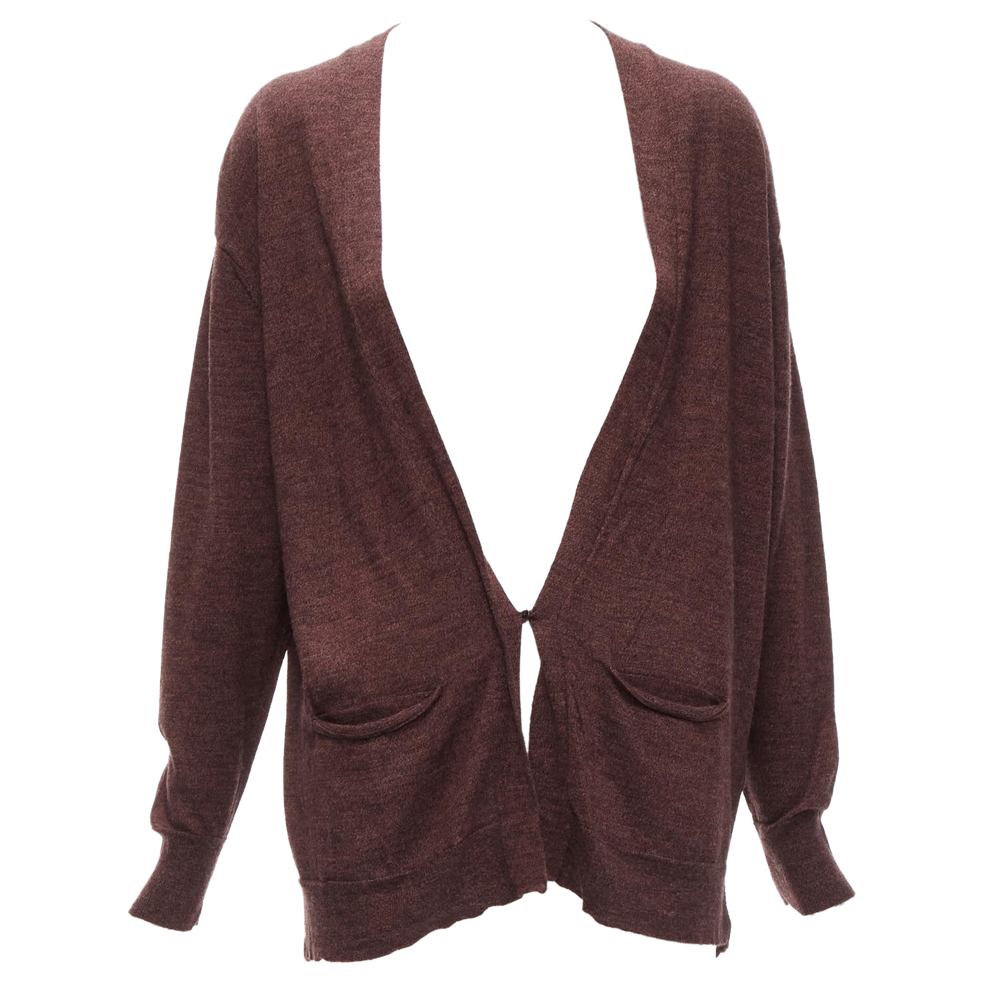 ISABEL MARANT cardigan marrone 100% lana mercerizzata con un solo bottone Sz. 1 S
