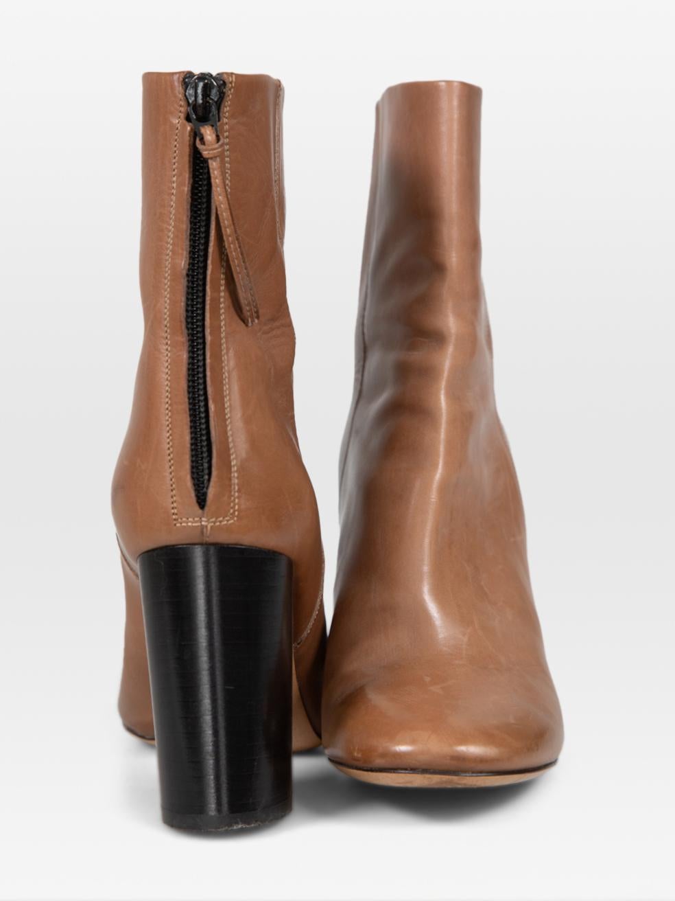 Black Isabel Marant Brown Heeled Ankle Leather Boots Size IT 37 For Sale