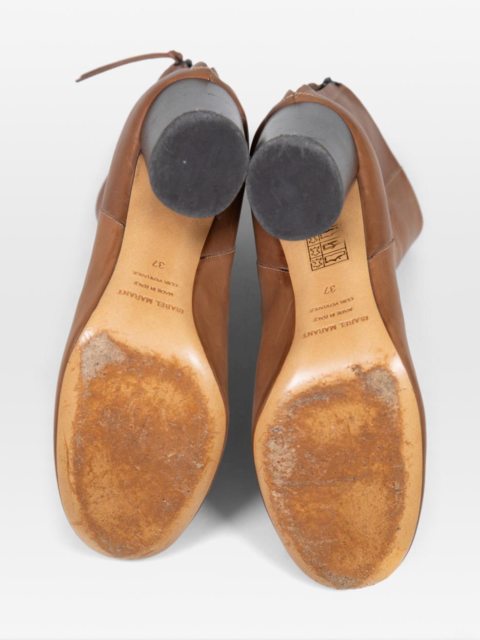 Isabel Marant Brown Heeled Ankle Leather Boots Size IT 37 In Good Condition For Sale In London, GB