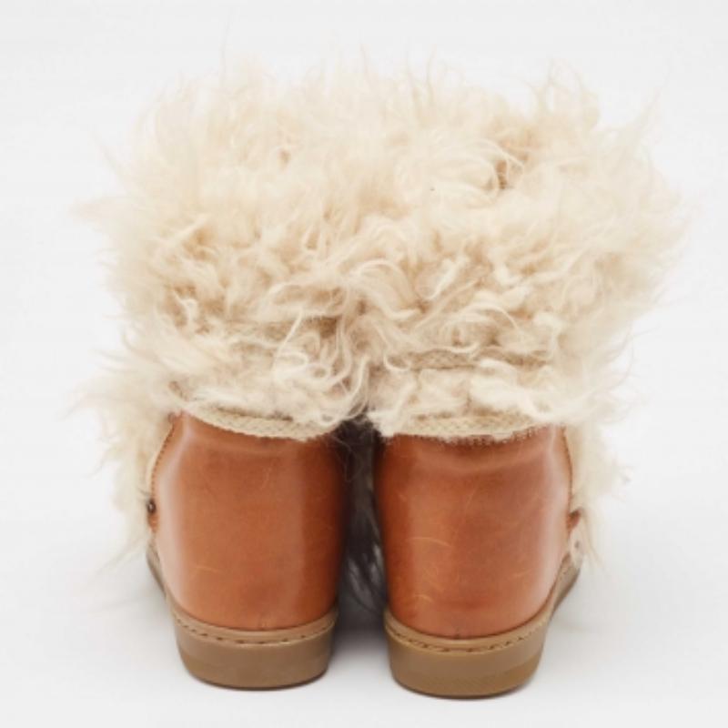 Isabel Marant Bottes en cuir et fourrure marron Taille 37 Pour femmes en vente