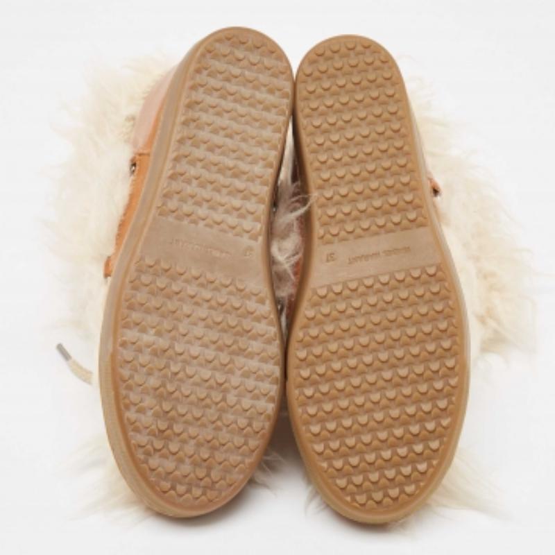 Isabel Marant Bottes en cuir et fourrure marron Taille 37 en vente 1