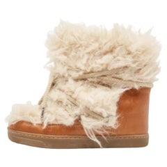 Isabel Marant Bottes en cuir et fourrure marron Taille 37