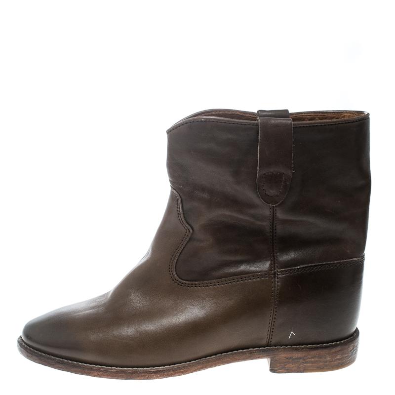 Isabel Marant Brown Leather Cluster Ankle Boots Size 41 In New Condition In Dubai, Al Qouz 2