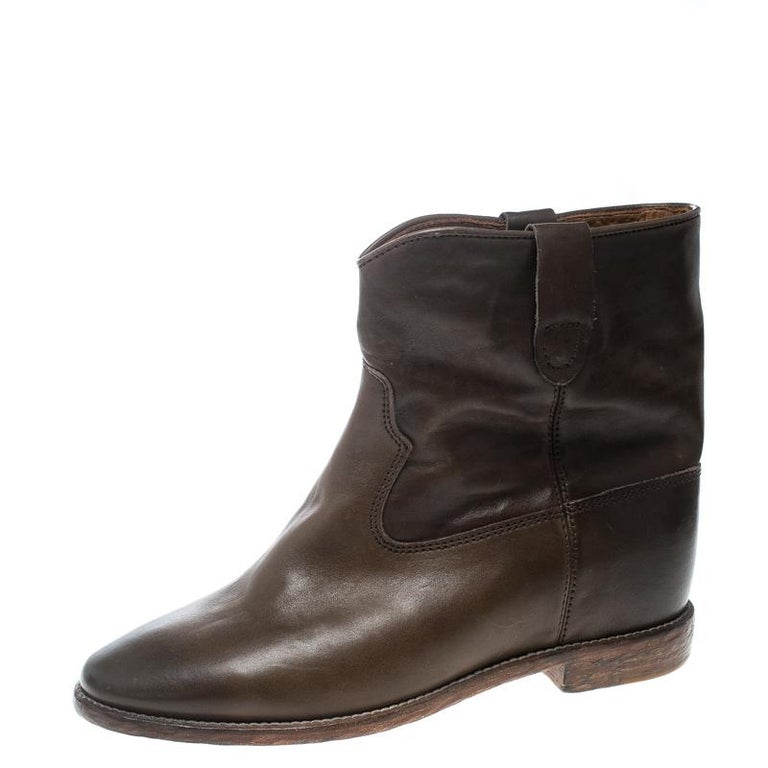 Isabel Marant Brown Leather Cluster Ankle Boots Size 41 For Sale at 1stDibs