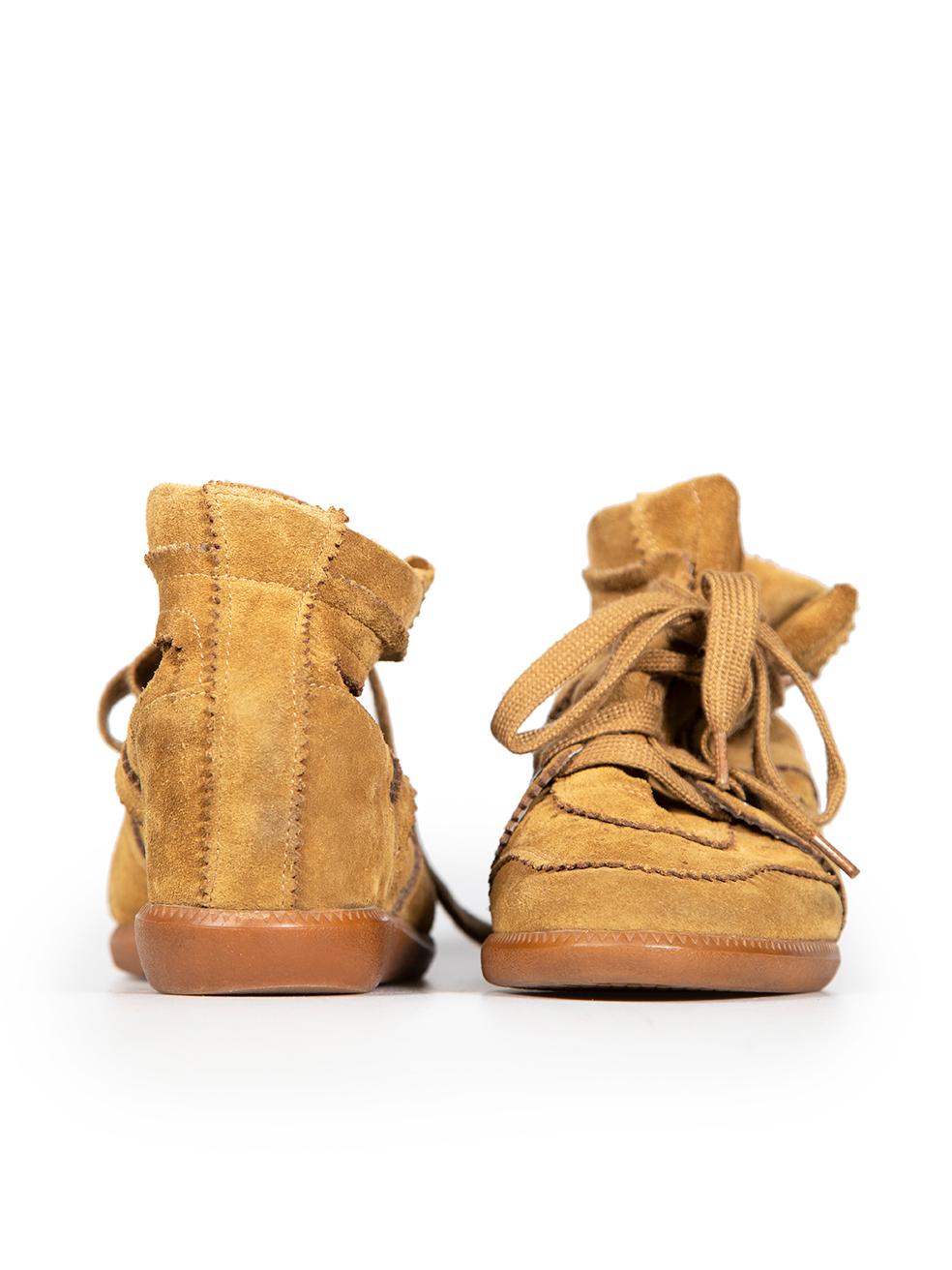 Isabel Marant Brown Suede High-Top Wedge Trainers Size IT 40 In Good Condition For Sale In London, GB