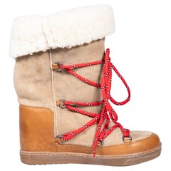 Isabel Marant Brown Suede Nowly Shearling Boots Size IT 39