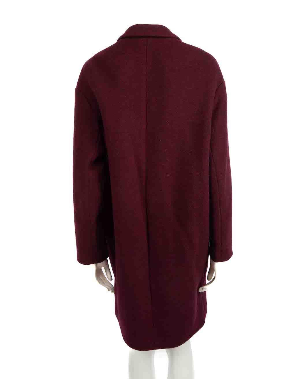Isabel Marant Burgundy Wool Button-Up Coat Size XS In New Condition For Sale In London, GB