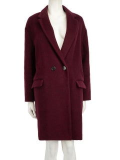 Isabel Marant Burgundy Wool Button-Up Coat Size XS