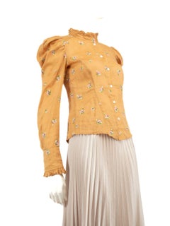 Isabel Marant Camel Floral Ruffle Trimmed Shirt Size S