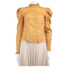 Isabel Marant Camel Floral Ruffle Trimmed Shirt Size S