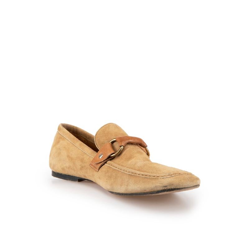 CONDITION is Good. Minor wear to shoes is evident. Light wear to both toes and under the buckle details, as well as the right shoe heel and the left-side of the right shoe with abrasions and marks to the suede on this used Isabel Marant designer