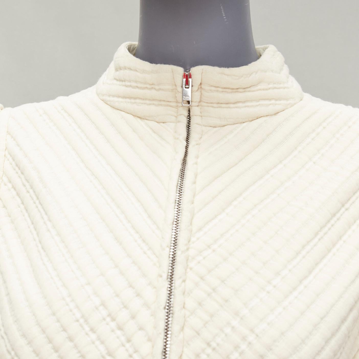 ISABEL MARANT Carola cream cotton striped quilted boxy crop top FR38 M 4