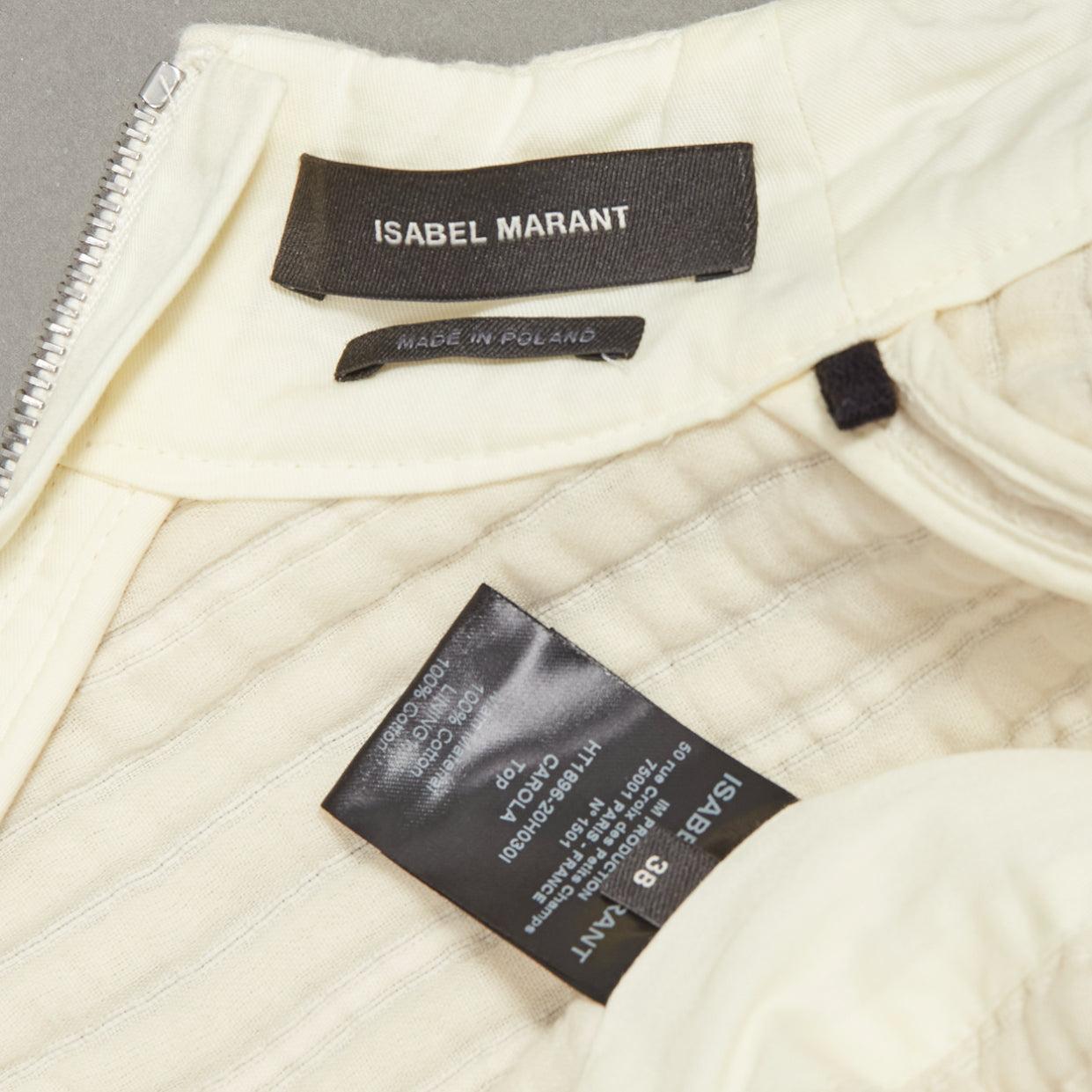 ISABEL MARANT Carola cream cotton striped quilted boxy crop top FR38 M 5