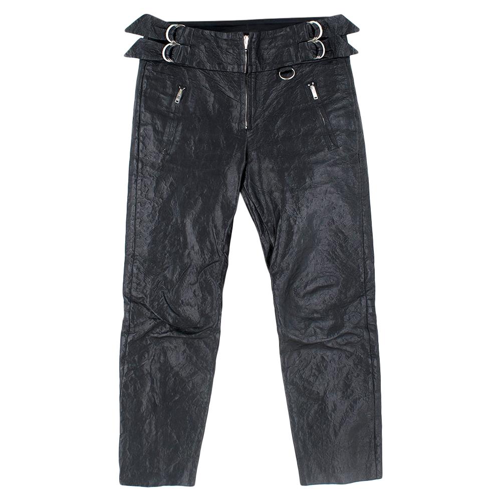 Isabel Marant Cropped Buckle Detail Leather Pants SIZE XS For Sale