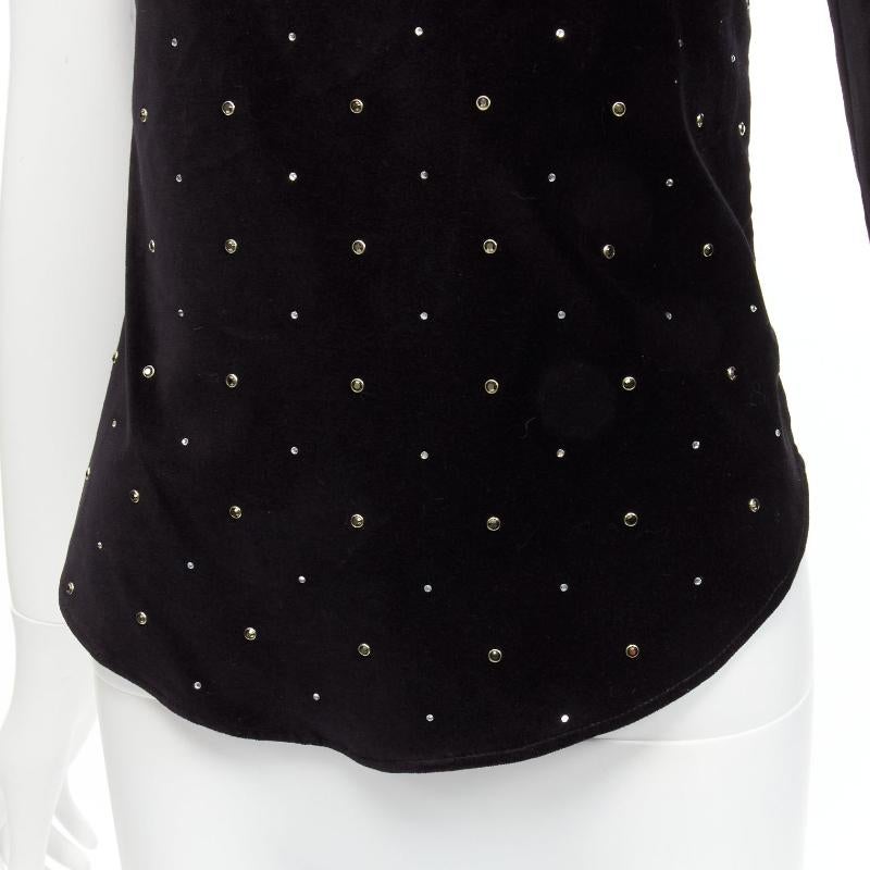 ISABEL MARANT crystal embellished studded beads velvet one shoulder top FR36 S 3