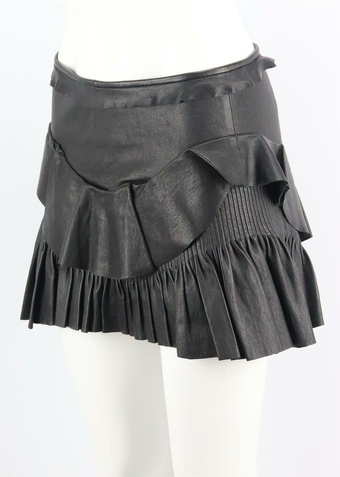 Isabel Marant Cyan Minirock aus gerafftem Stretch-Leder (Schwarz)