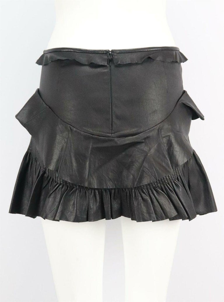 Isabel Marant Cyan Ruffled Stretch Leather Mini Skirt at 1stDibs