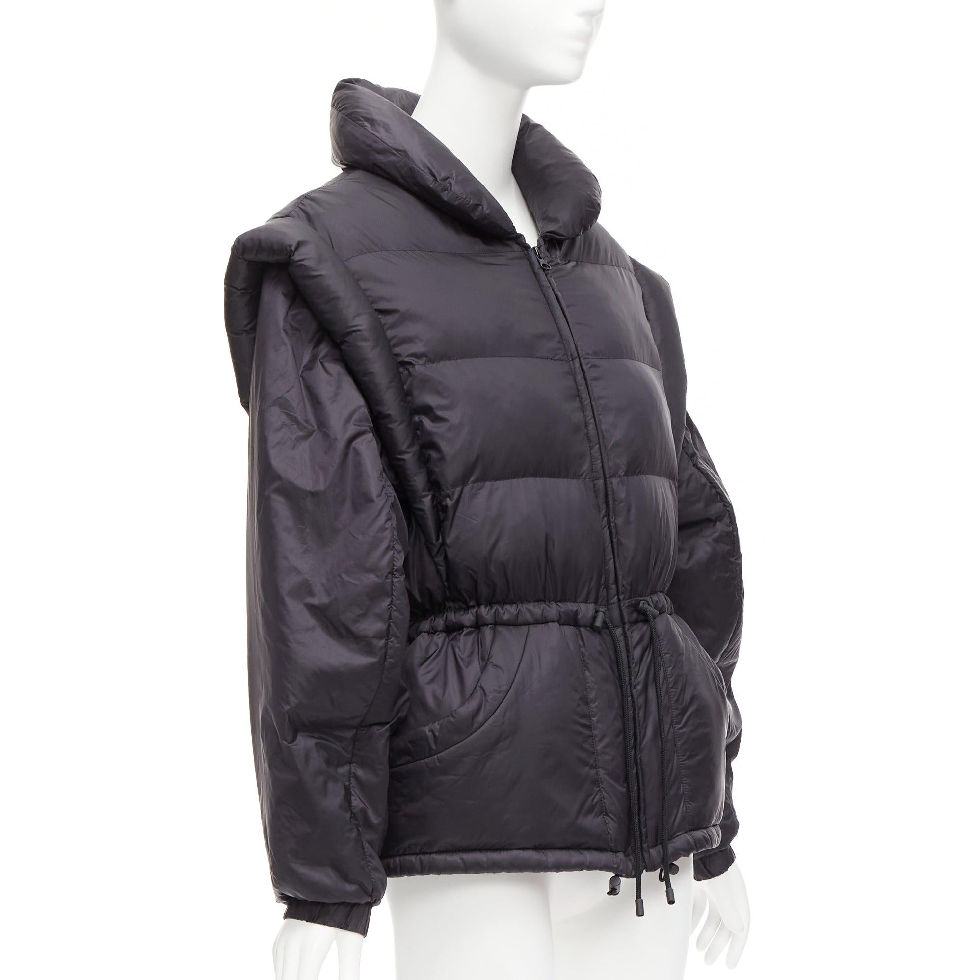 ISABEL MARANT Darsha Umwandelbare schwarze gesteppte Puffjacke mit Pantolettenbezug FR38 M im Angebot 1