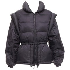 ISABEL MARANT Darsha Convertible black quilted puffer padded shell jacket FR38 M