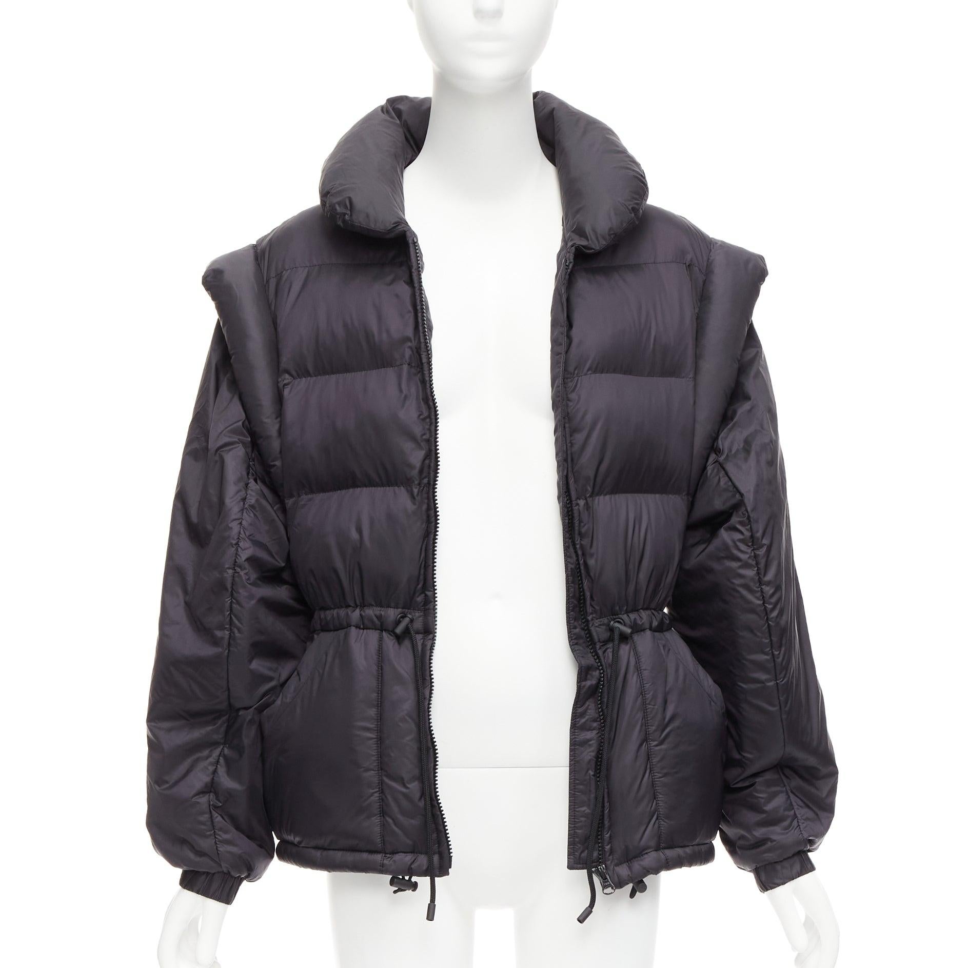Black ISABEL MARANT Darsha Convertible samurai quilted puffer shell jacket FR38 M