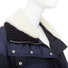ISABEL MARANT Dellazia shearling trimmed navy colorblock bomber jacket FR36 S