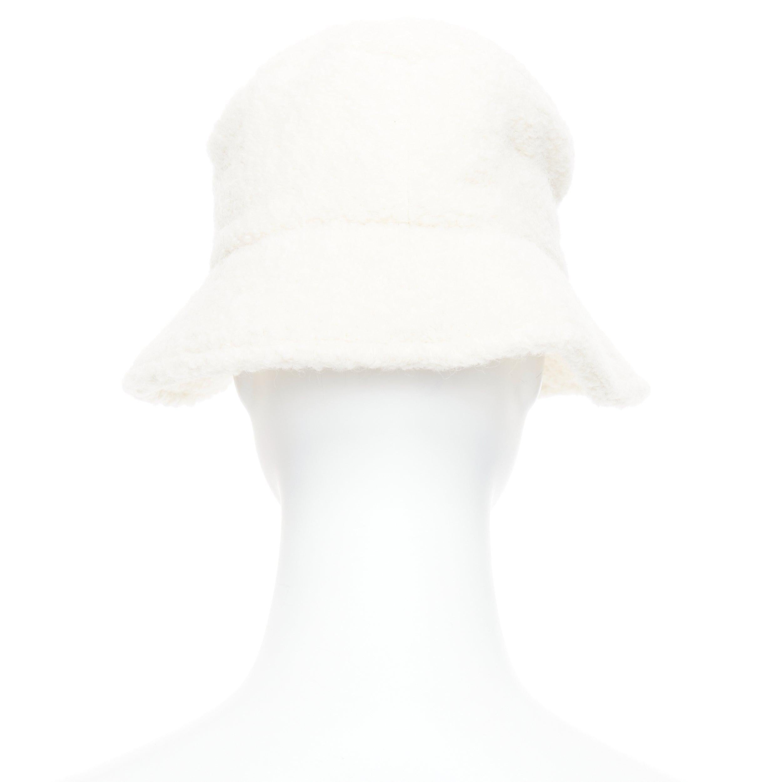ISABEL MARANT Denji cappello a secchiello con logo in misto lana vergine e alpaca ecrù in vendita 1