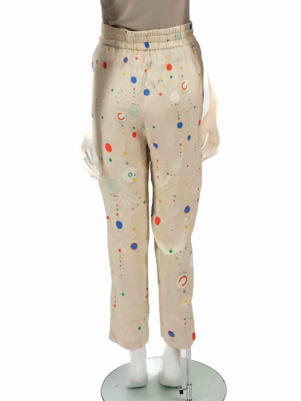 Isabel Marant Ecru Silk Abstract Slim Trousers Size XS In Good Condition For Sale In London, GB