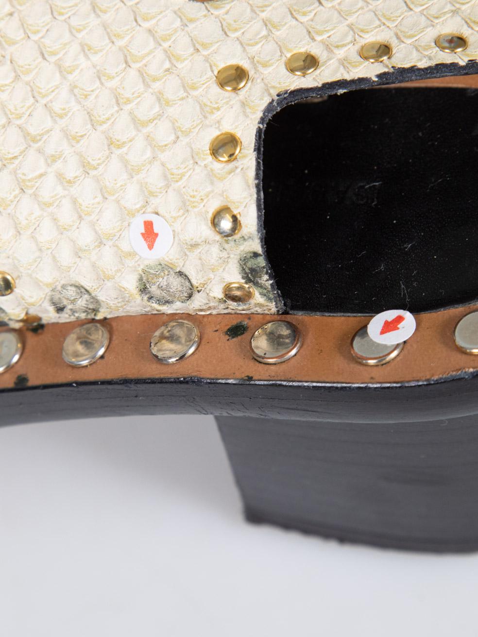 Isabel Marant Ecru Snakeskin Stud Jaeryn Sandals Size IT 38 2