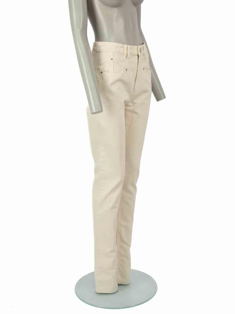 CONDITION is Very good. Hardly any visible wear to trousers is evident on this used Isabel Marant designer resale item.
 
 Details
 Ecru
 Denim
 Jeans
 Straight leg
 High rise
 2x Front pockets
 2x Back pockets
 Fly zip and button fastening
 
 
