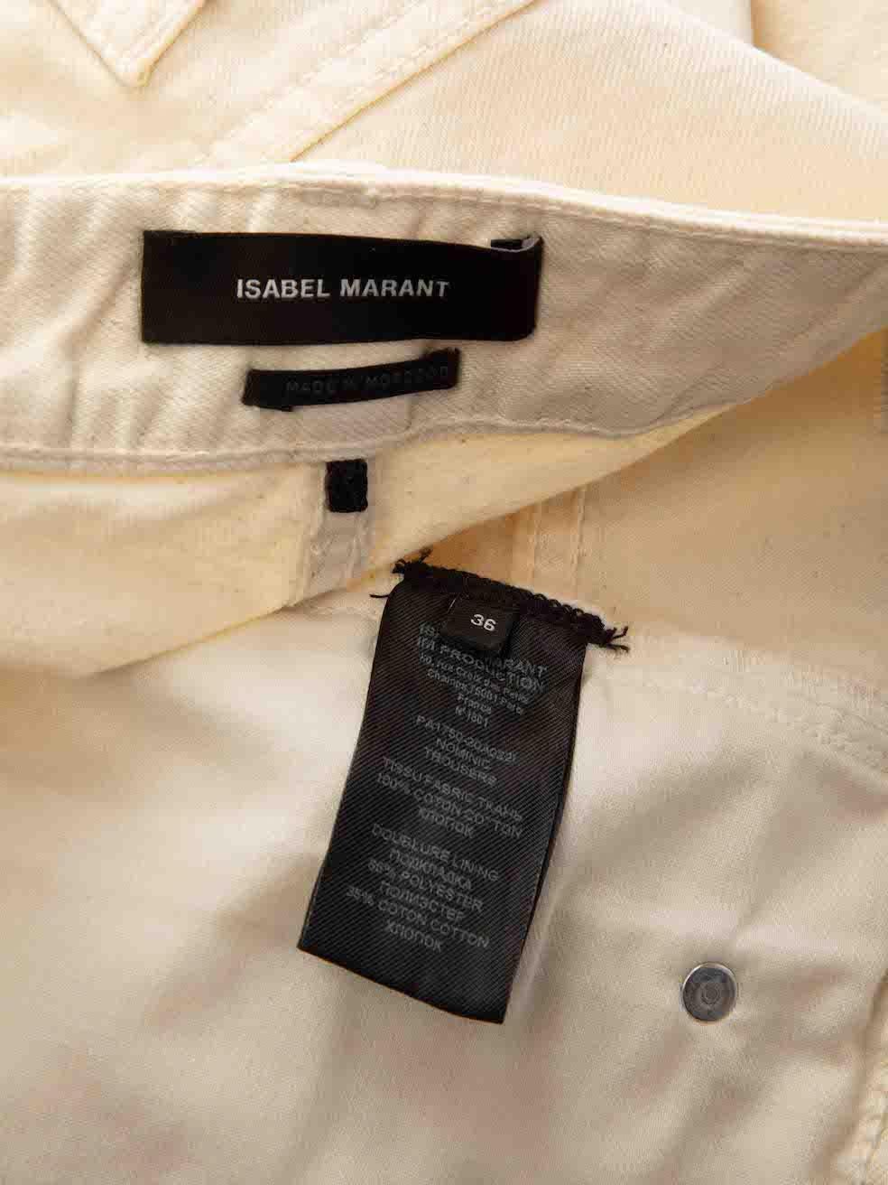 Isabel Marant Ecru Straight Leg Jeans Size S In Good Condition For Sale In London, GB