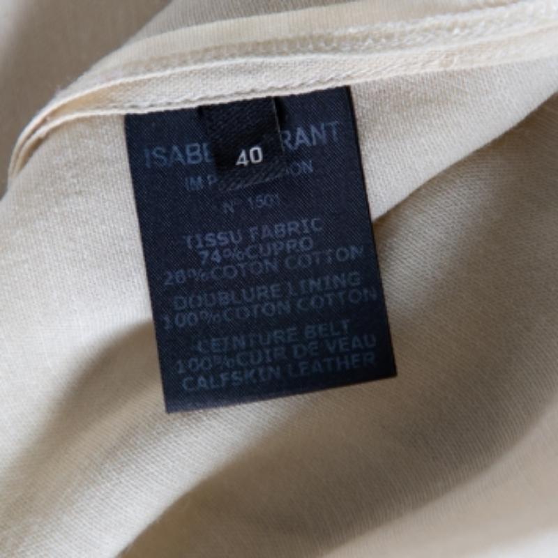 Beige Isabel Marant Ecru Voile Button Front Rivera Shift Dress M For Sale