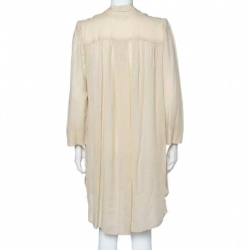 Women's Isabel Marant Ecru Voile Button Front Rivera Shift Dress M For Sale