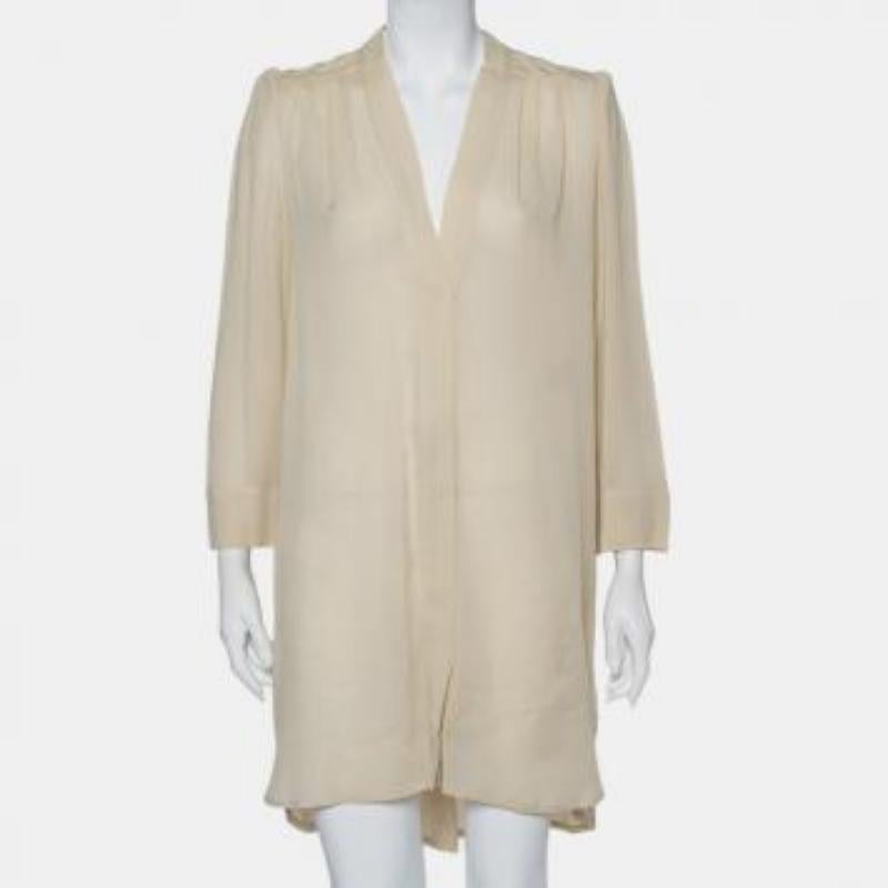 Isabel Marant Ecru Voile Button Front Rivera Shift Dress M For Sale 3