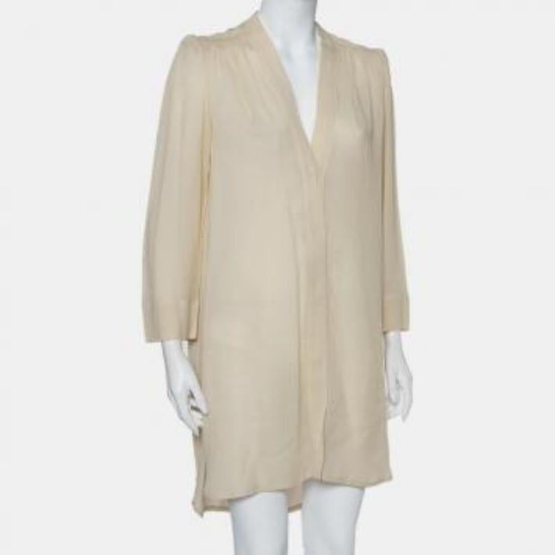 Isabel Marant Ecru Voile Button Front Rivera Shift Dress M For Sale 4