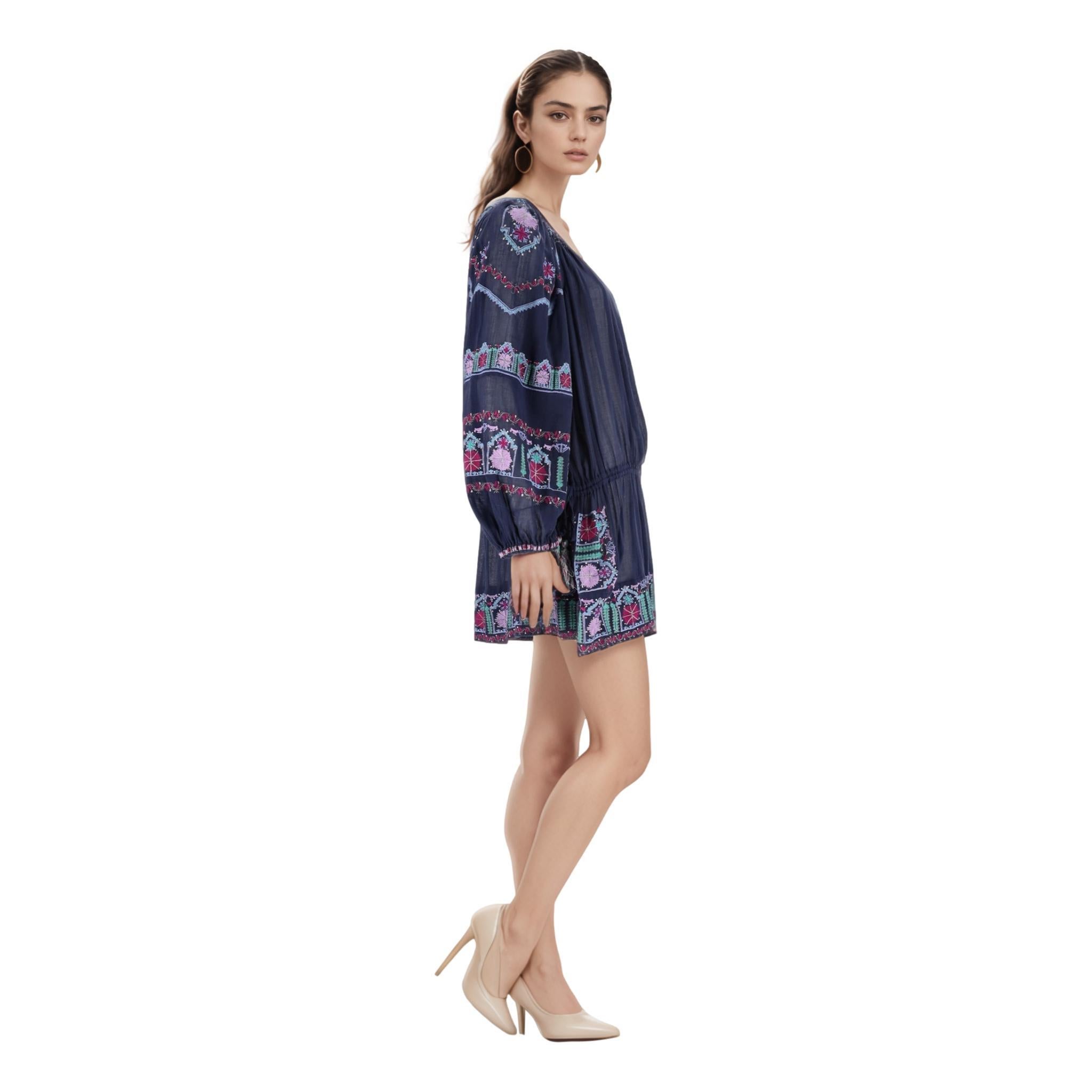 Black Isabel Marant Embroidered Cotton Dress For Sale