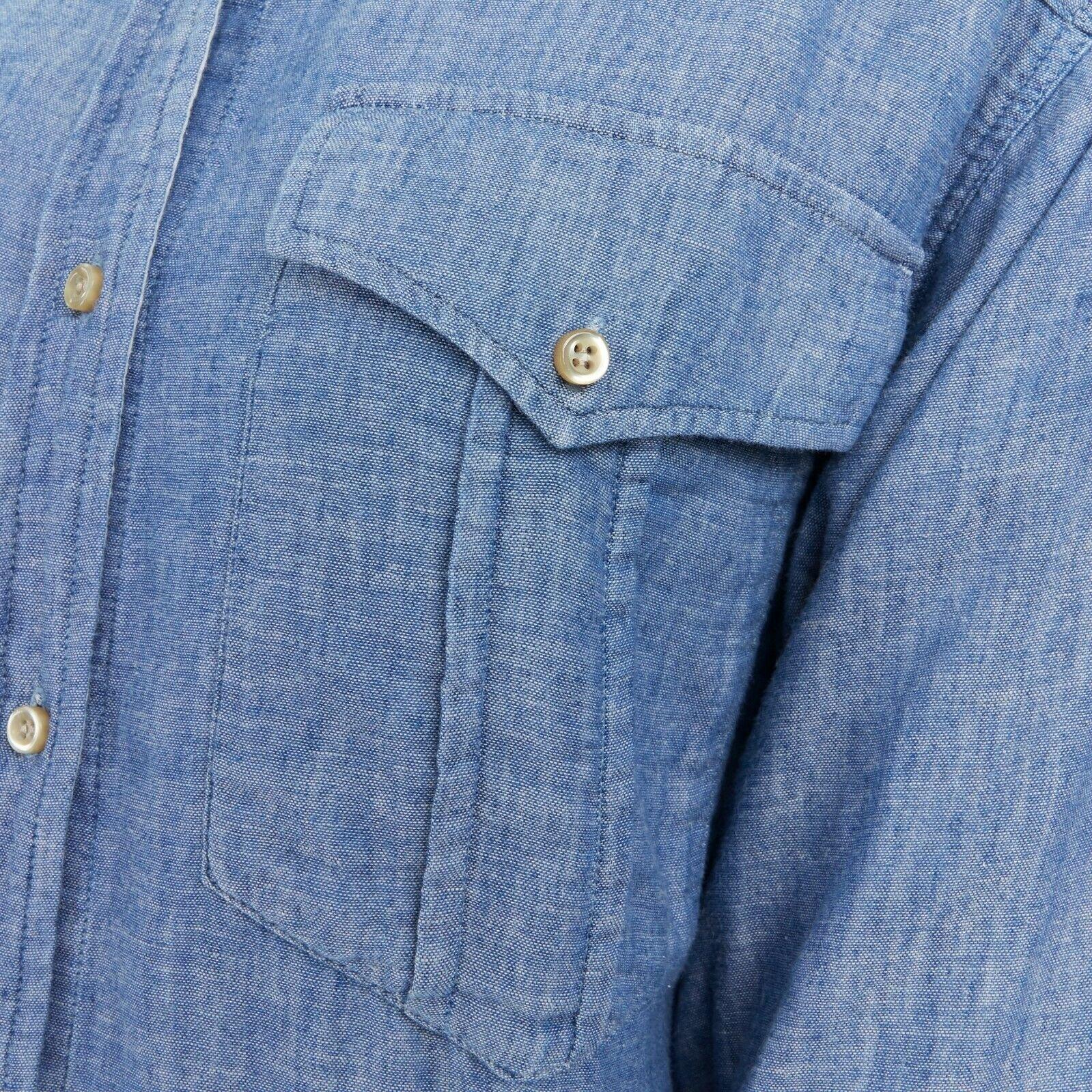 ISABEL MARANT ETOILE 100% cotton light chambray dual breast pocket shirt FR36 
Reference: LNKO/A01065 
Brand: Isabel Marant 
Designer: Isabel Marant 
Material: Cotton 
Color: Blue 
Pattern: Solid 
Closure: Button 
Extra Detail: 100% cotton. Light