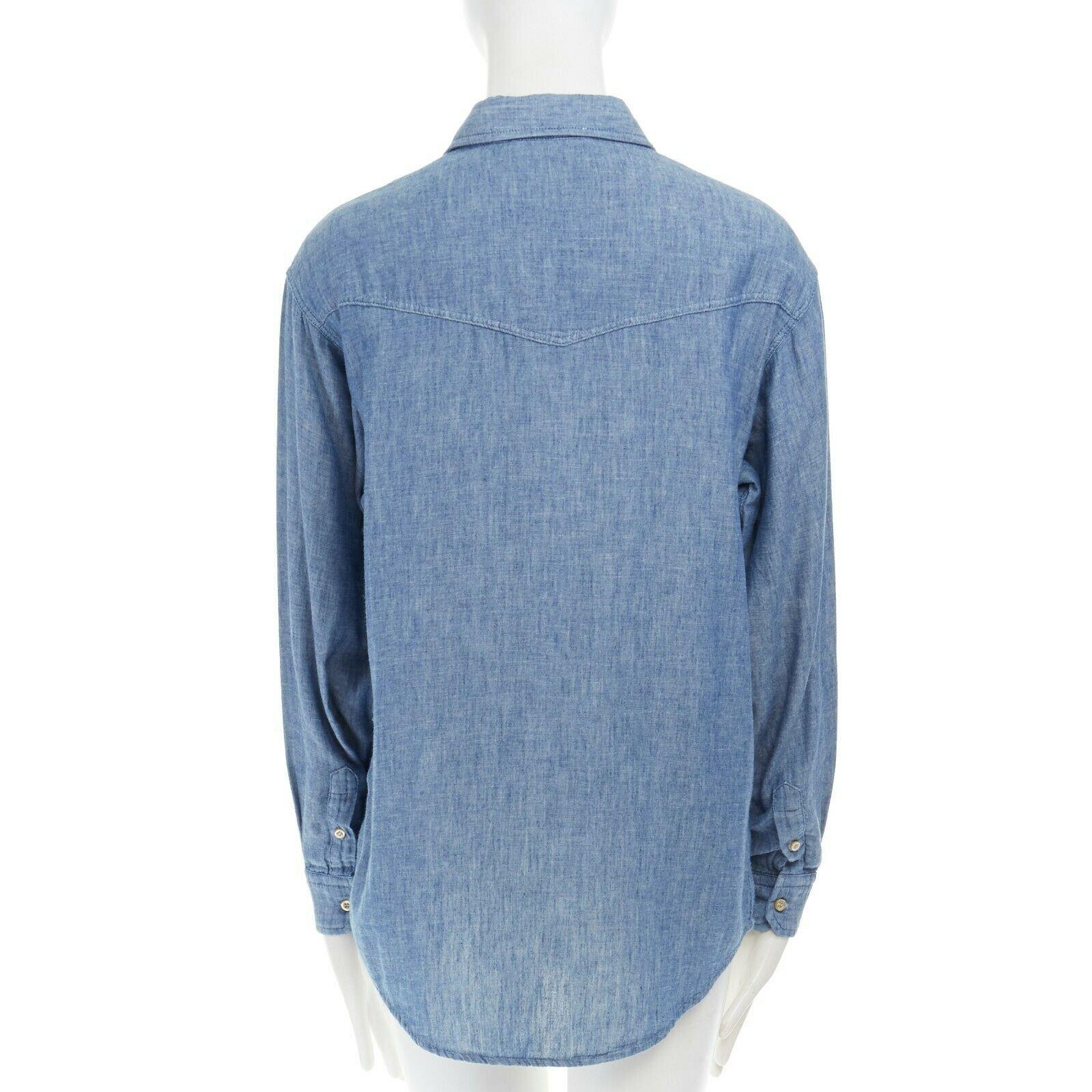 Women's ISABEL MARANT ETOILE 100% cotton light chambray dual breast pocket shirt FR36