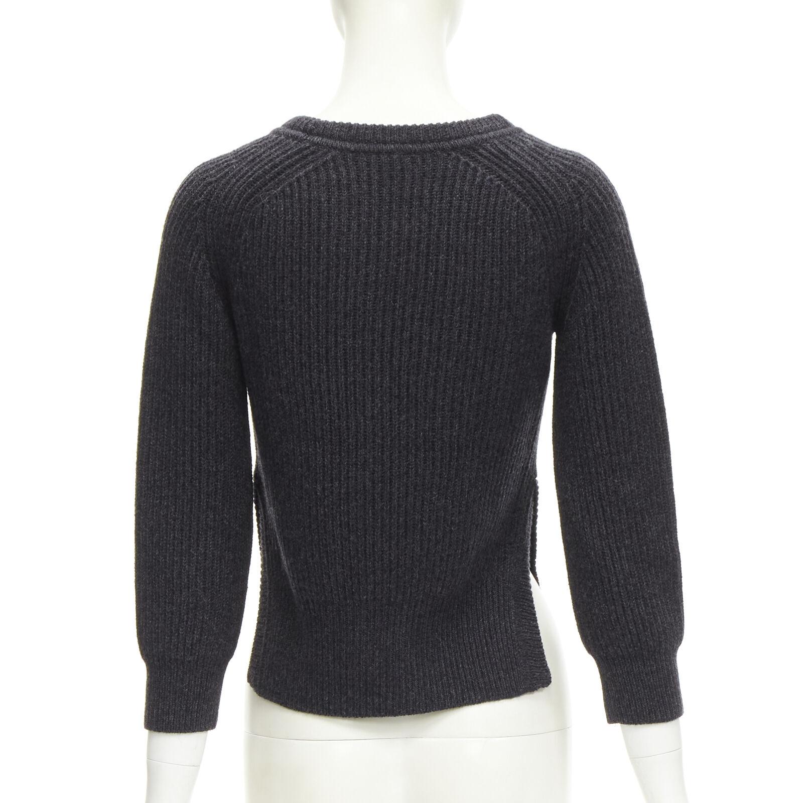 ISABEL MARANT ETOILE 100% wool dark grey side slits ribbed sweater FR36 S 1