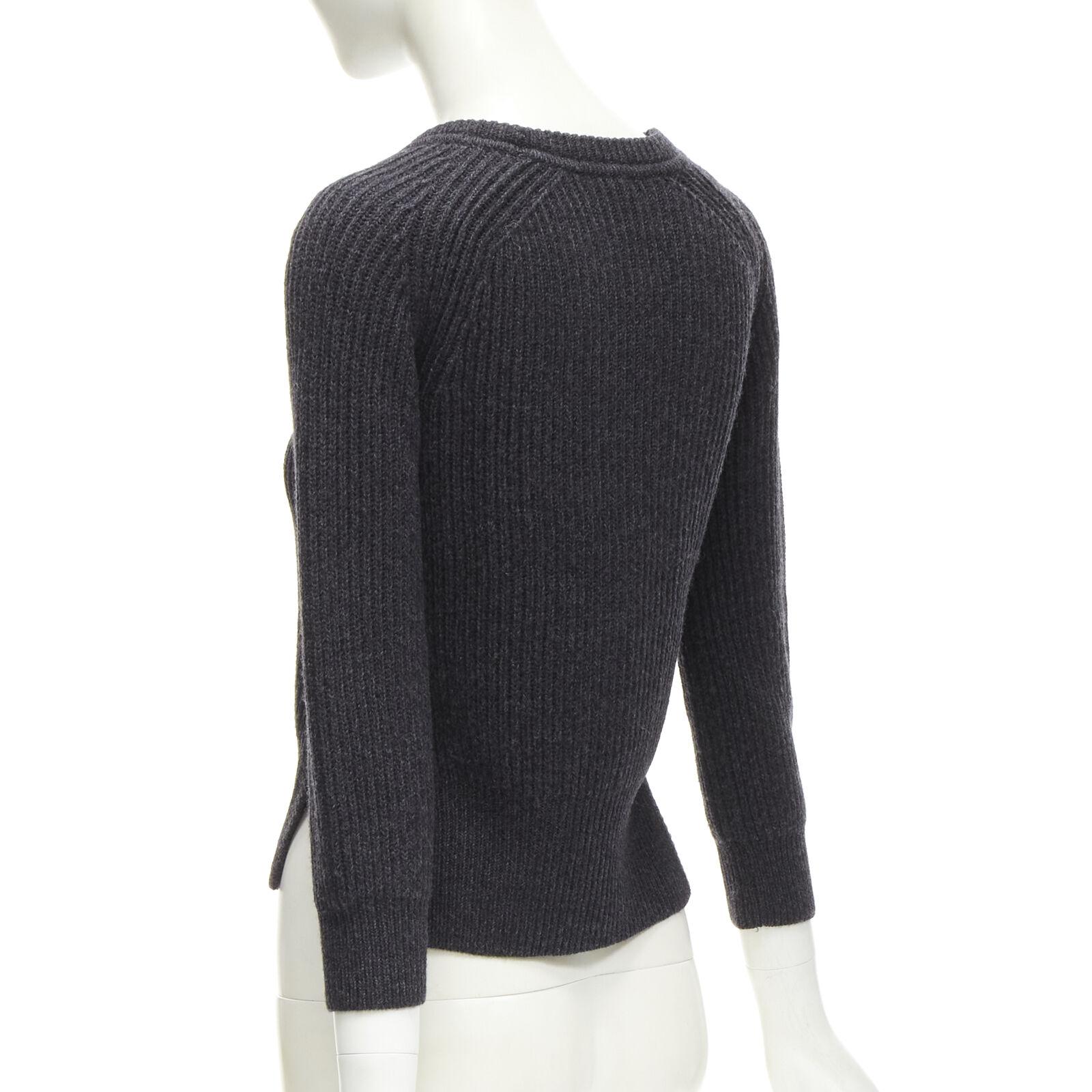 ISABEL MARANT ETOILE 100% wool dark grey side slits ribbed sweater FR36 S 2