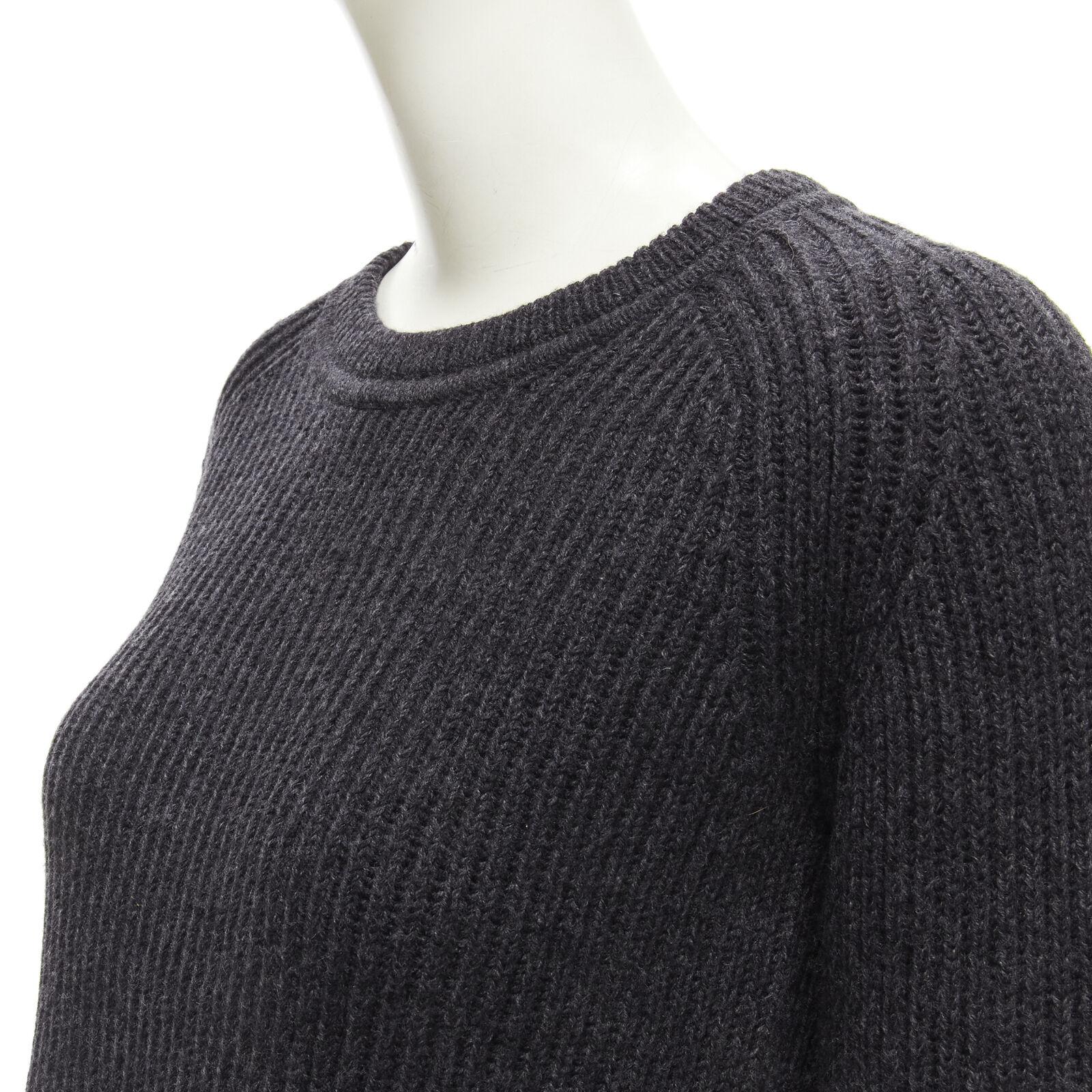 ISABEL MARANT ETOILE 100% wool dark grey side slits ribbed sweater FR36 S 3