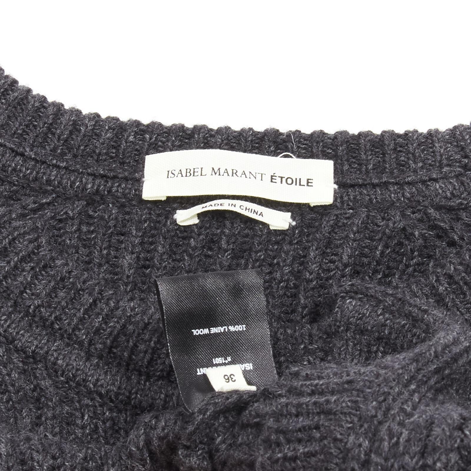ISABEL MARANT ETOILE 100% wool dark grey side slits ribbed sweater FR36 S 4