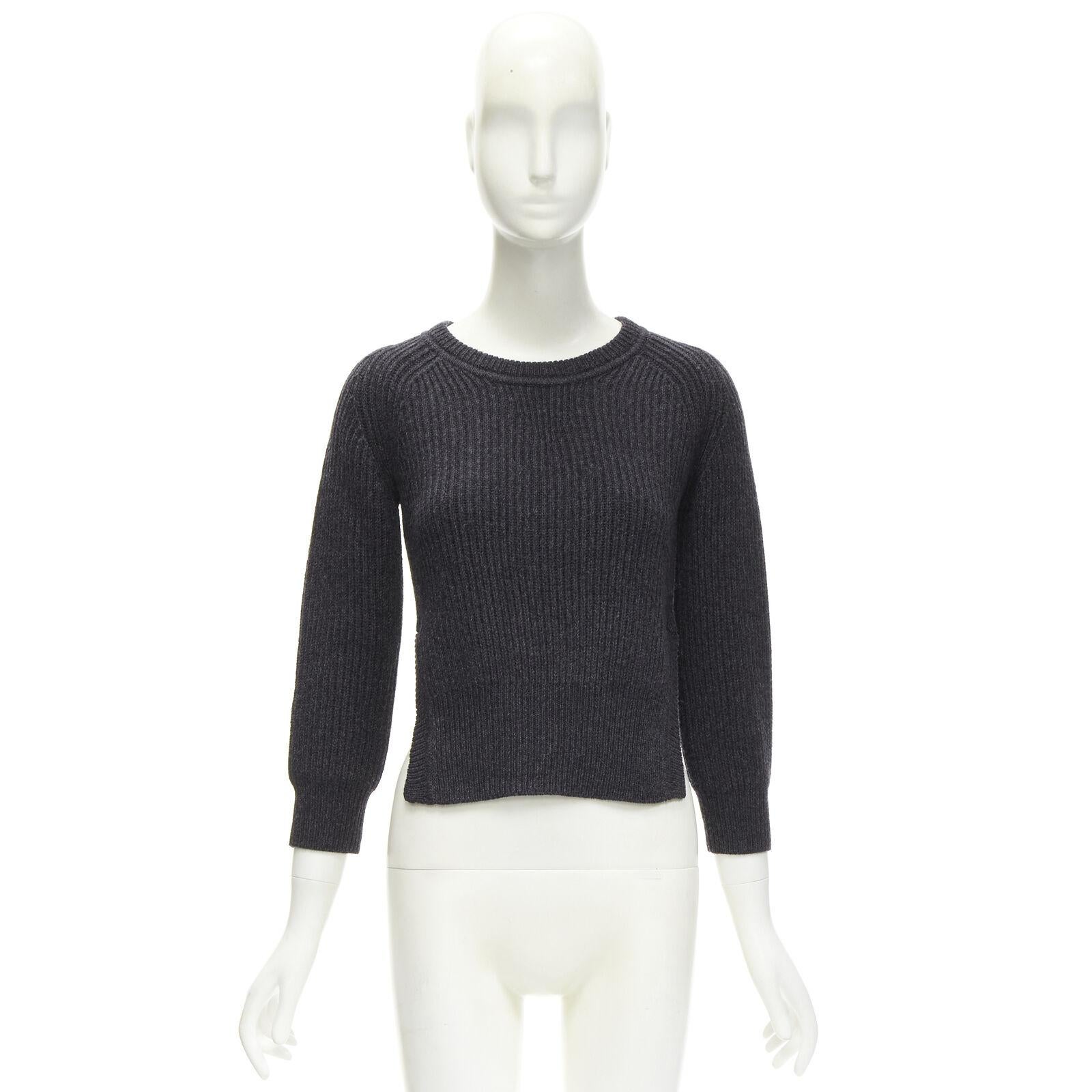ISABEL MARANT ETOILE 100% wool dark grey side slits ribbed sweater FR36 S 5