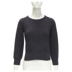 ISABEL MARANT ETOILE 100% wool dark grey side slits ribbed sweater FR36 S