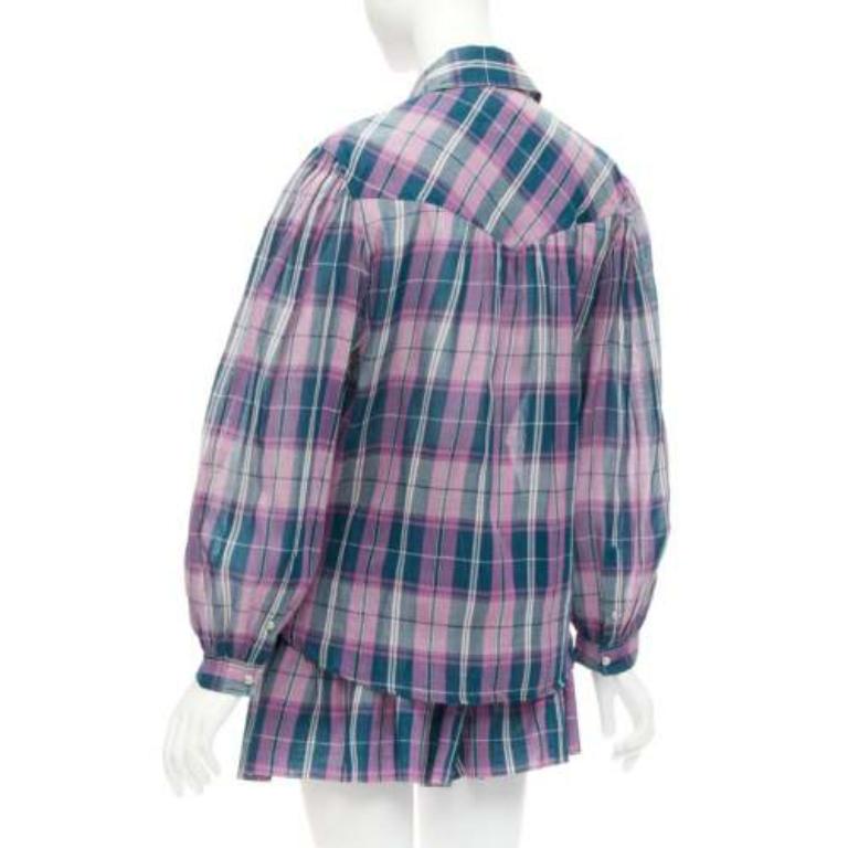 ISABEL MARANT ETOILE Bethany purple cotton check top FR34 XS shorts FR36 S set For Sale 2