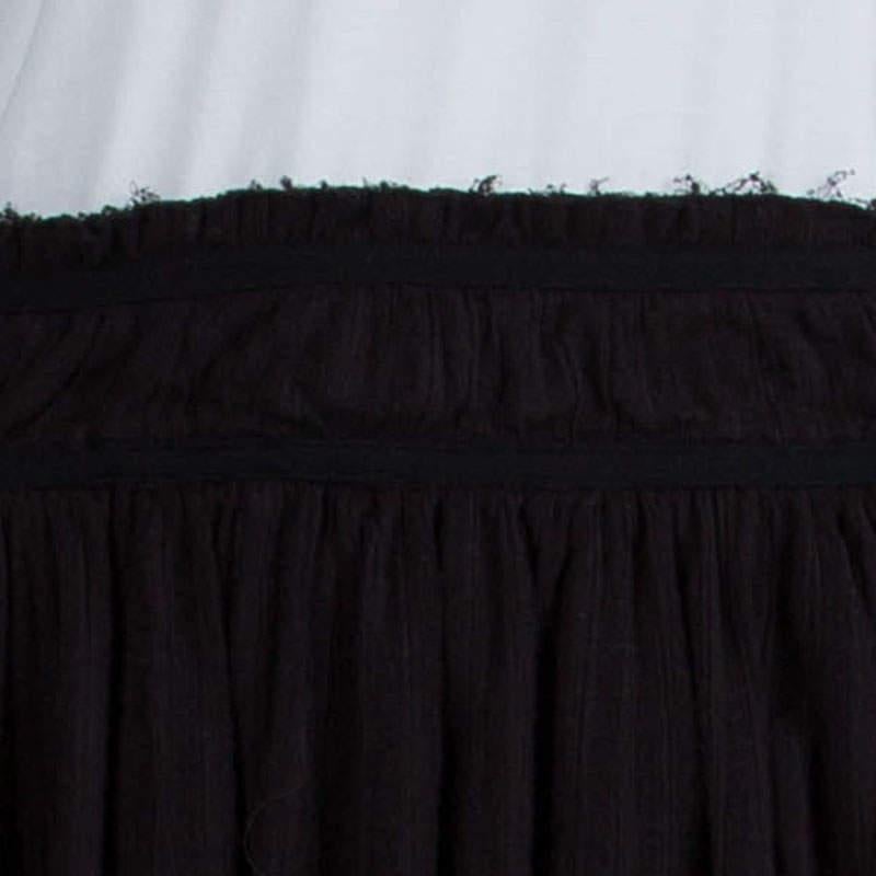 Women's Isabel Marant Etoile Black Cotton Eyelet Detail Gathered Skirt S For Sale
