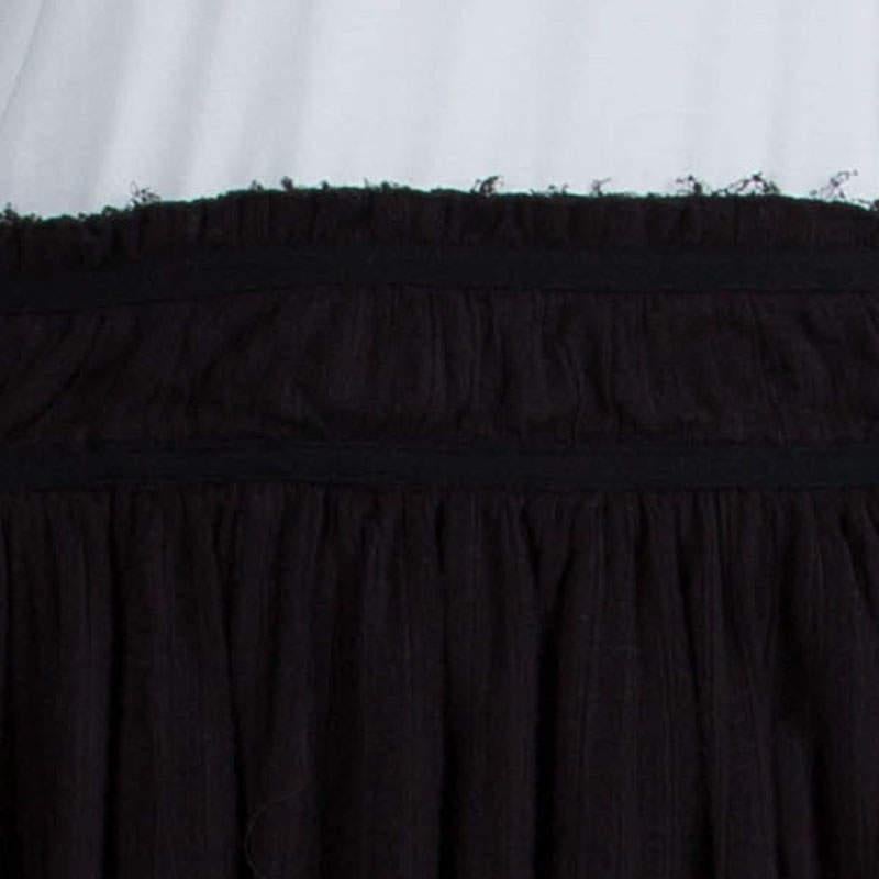 Women's Isabel Marant Etoile Black Cotton Eyelet Detail Gathered Skirt S