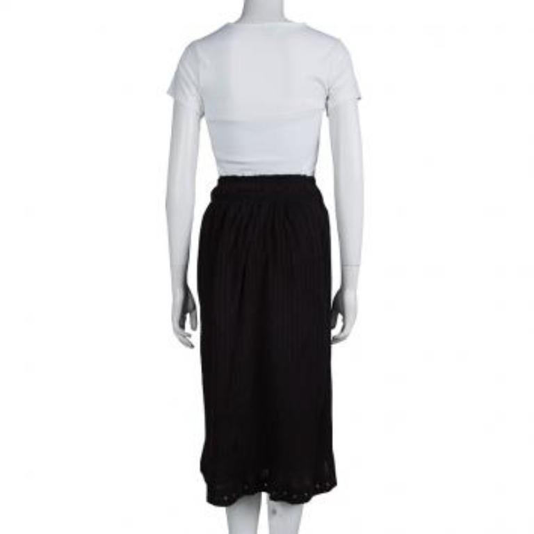 Isabel Marant Etoile Gonna in cotone nero con dettaglio occhielli e arricciatura S in vendita 1